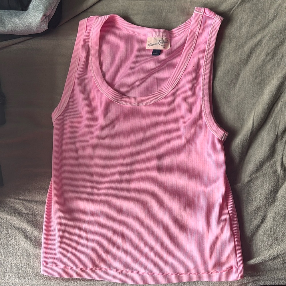 Pink cropped thick strapped tank